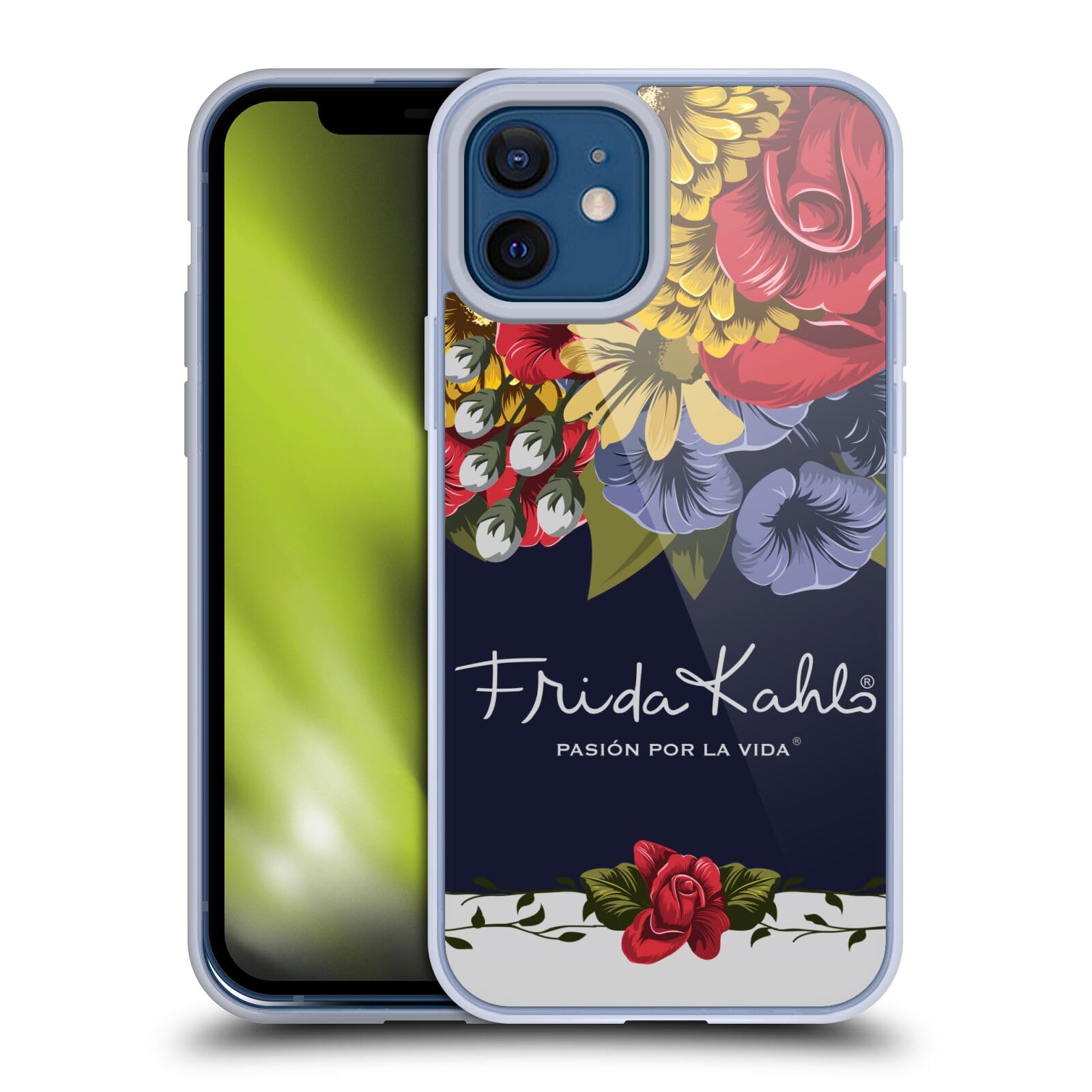 Frida Kahlo Blooms Red Florals Soft Gel Case for iPhone 12/12 Pro | Officially Licensed by Head Case Designs | Perfect for Everyday Use, Travel, and Artistic Inspiration