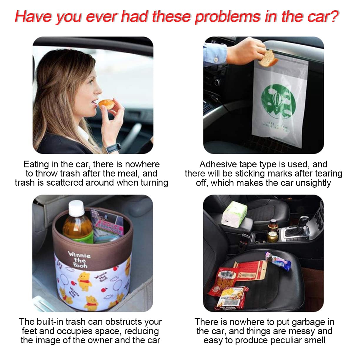 Leakproof Car Trash Can with Lid - Small Portable Auto Garbage Bin, Waterproof Vehicle Trash Can for Car, Office & Home - Diamond Design Mini Dustbin for Automotive, Kitchen, Bedroom & Travel Use