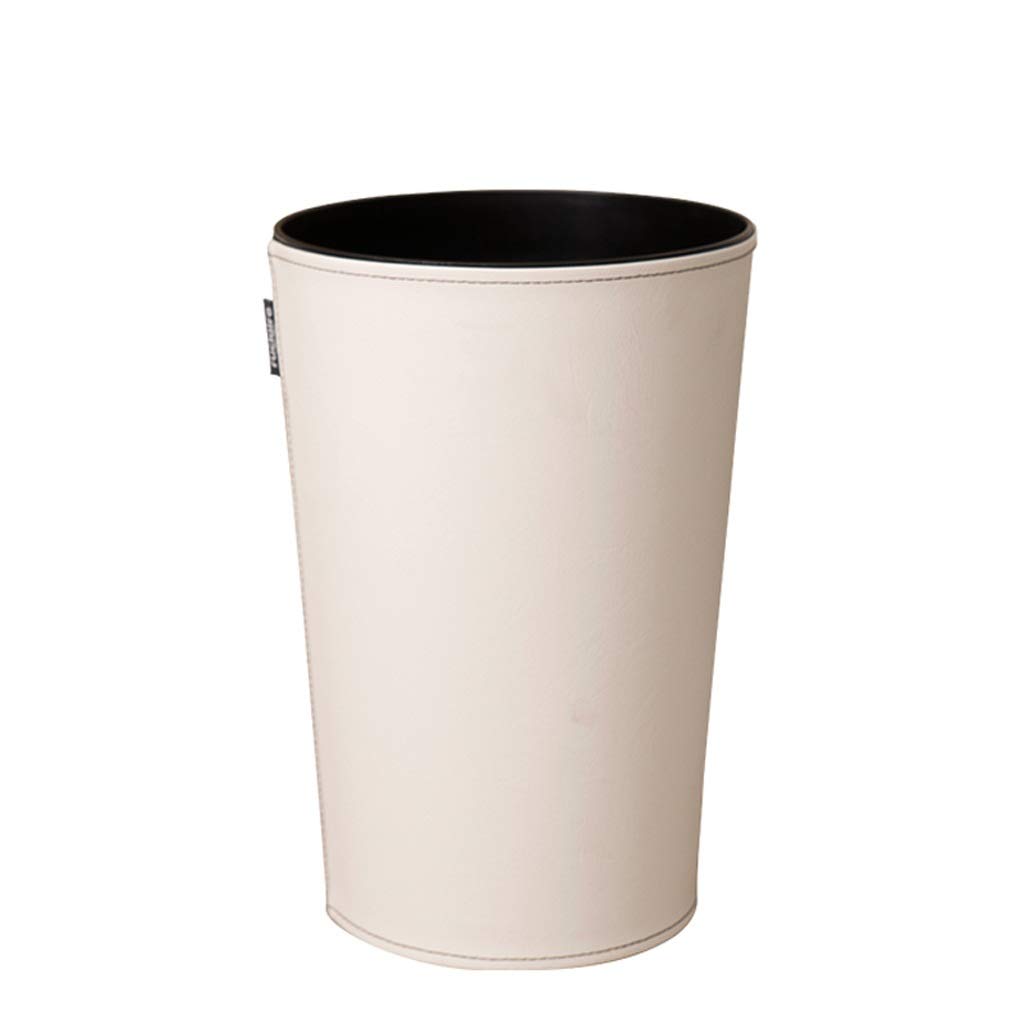 Premium Leather Trash Can for Kitchen, Living Room, Bedroom, Bathroom & Office - Multi-Color Options (White) - Stylish Waste Bin for Home & Office Decor