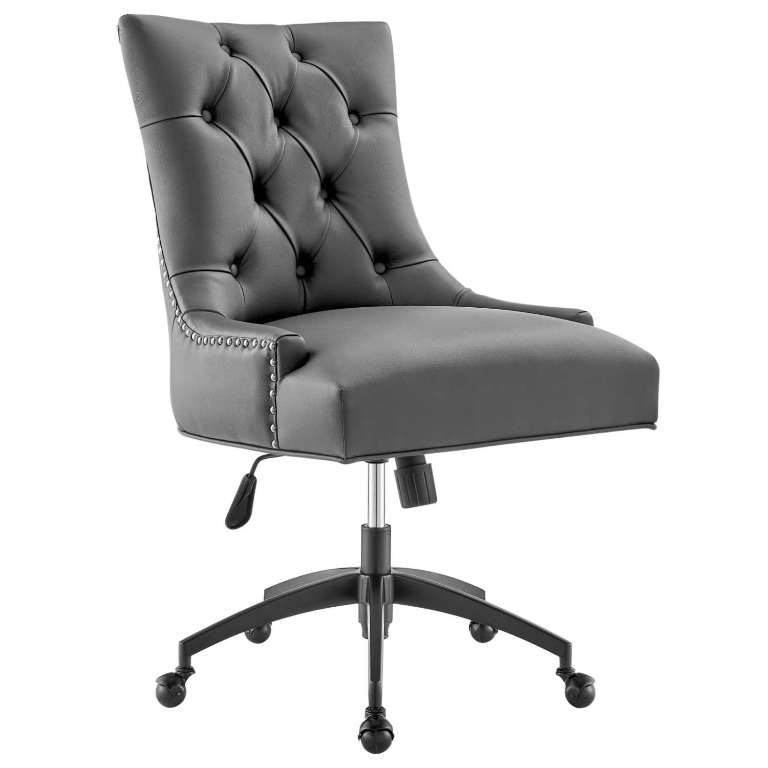 Modway Regent Tufted Vegan Leather Swivel Office Chair - Black & Gray - Ergonomic Desk Chair for Home Office, Conference Room & Executive Workspace