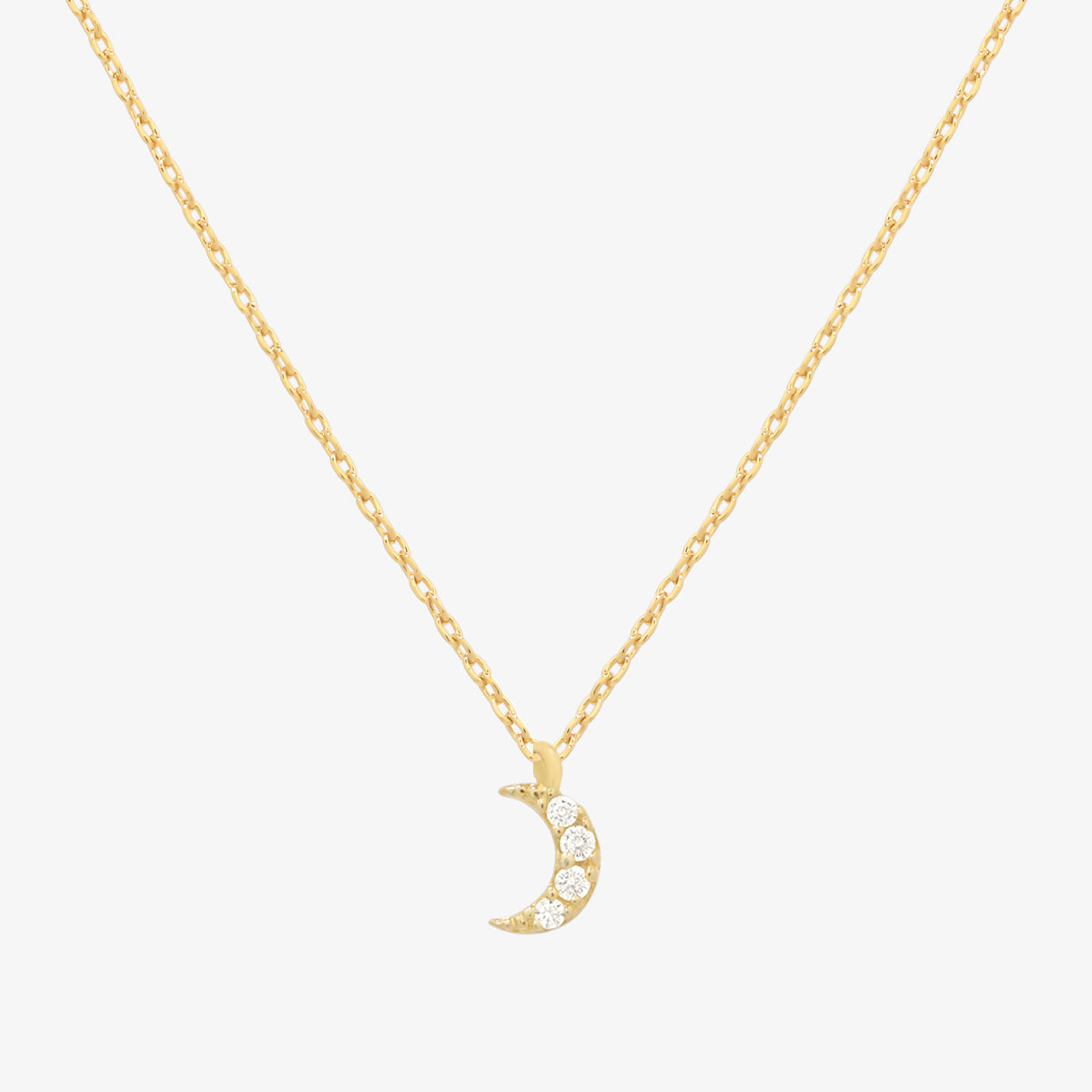 Cubic Crescent Moon Pendant Necklace – Elegant Sterling Silver Jewelry for Women | Perfect for Everyday Wear, Gifts & Special Occasions