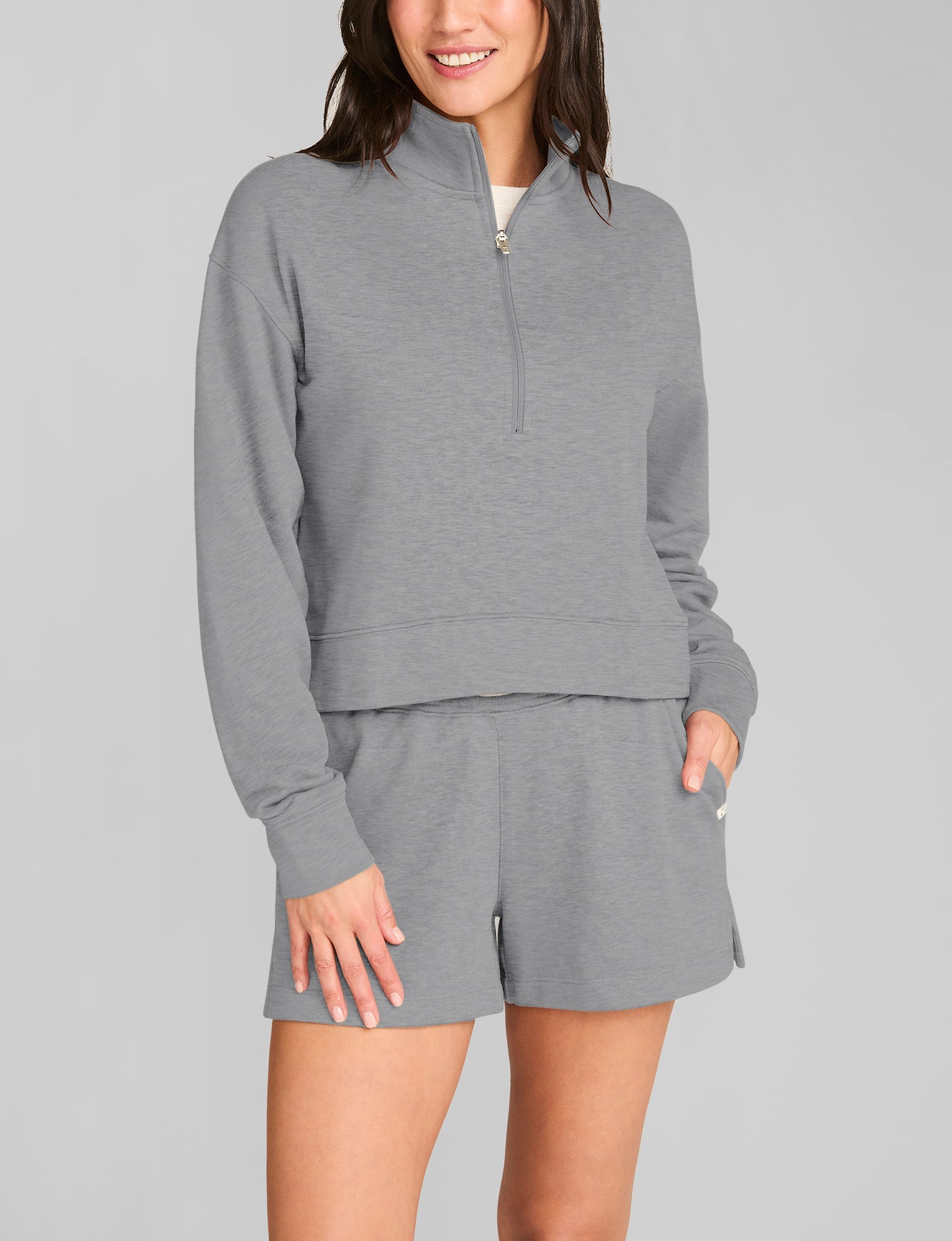 Women's French Terry Half Zip Sweatshirt - Cozy Pullover Hoodie for Casual Wear, Lounge & Outdoor Activities