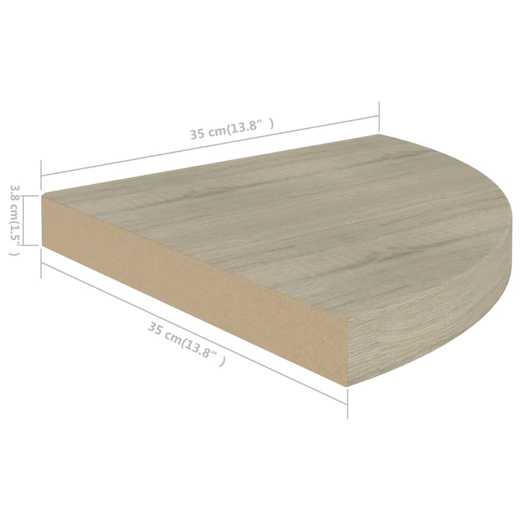 vidaXL Floating Corner Shelf - Modern Oak MDF Wall Mounted Display Shelf for Books, DVDs, CDs & Photo Frames | Perfect for Living Room, Bedroom & Office Organization