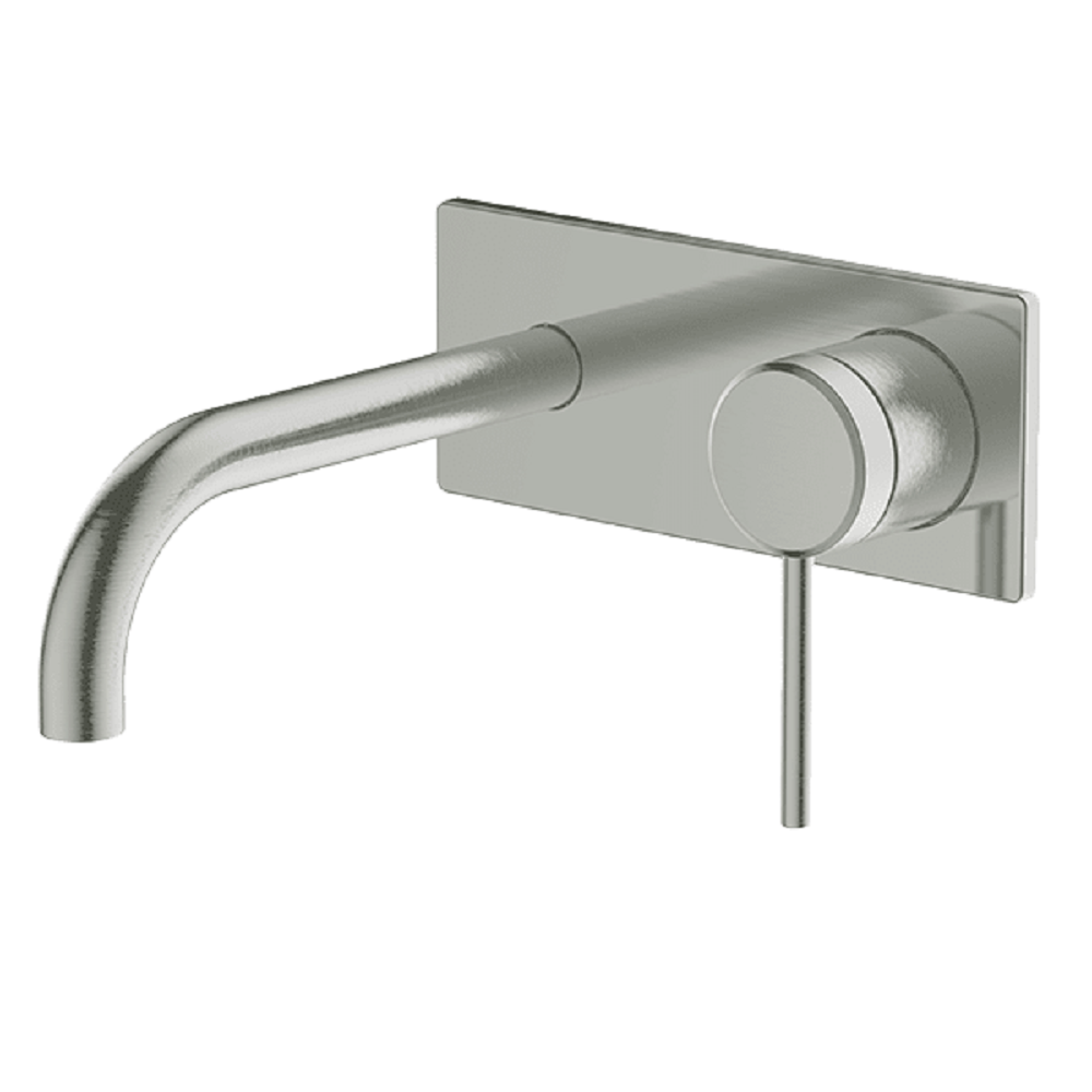 Abey Poco Wall-Mounted Bathroom Faucet and Basin Set - 165mm Brushed Nickel Finish - 6B WS165 BN - Perfect for Modern Bathrooms and Powder Rooms