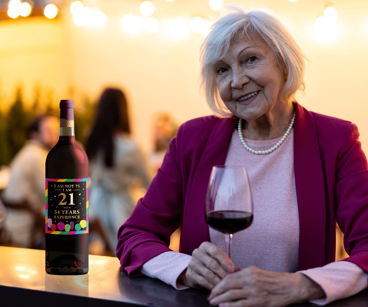 75th Birthday Wine Bottle Labels - Set of 6 Personalized Stickers for 75 Years Old Celebration - Perfect for Birthday Party Decorations & Anniversary Gifts - Great for Wine Lovers, Retirement Parties & Milestone Celebrations