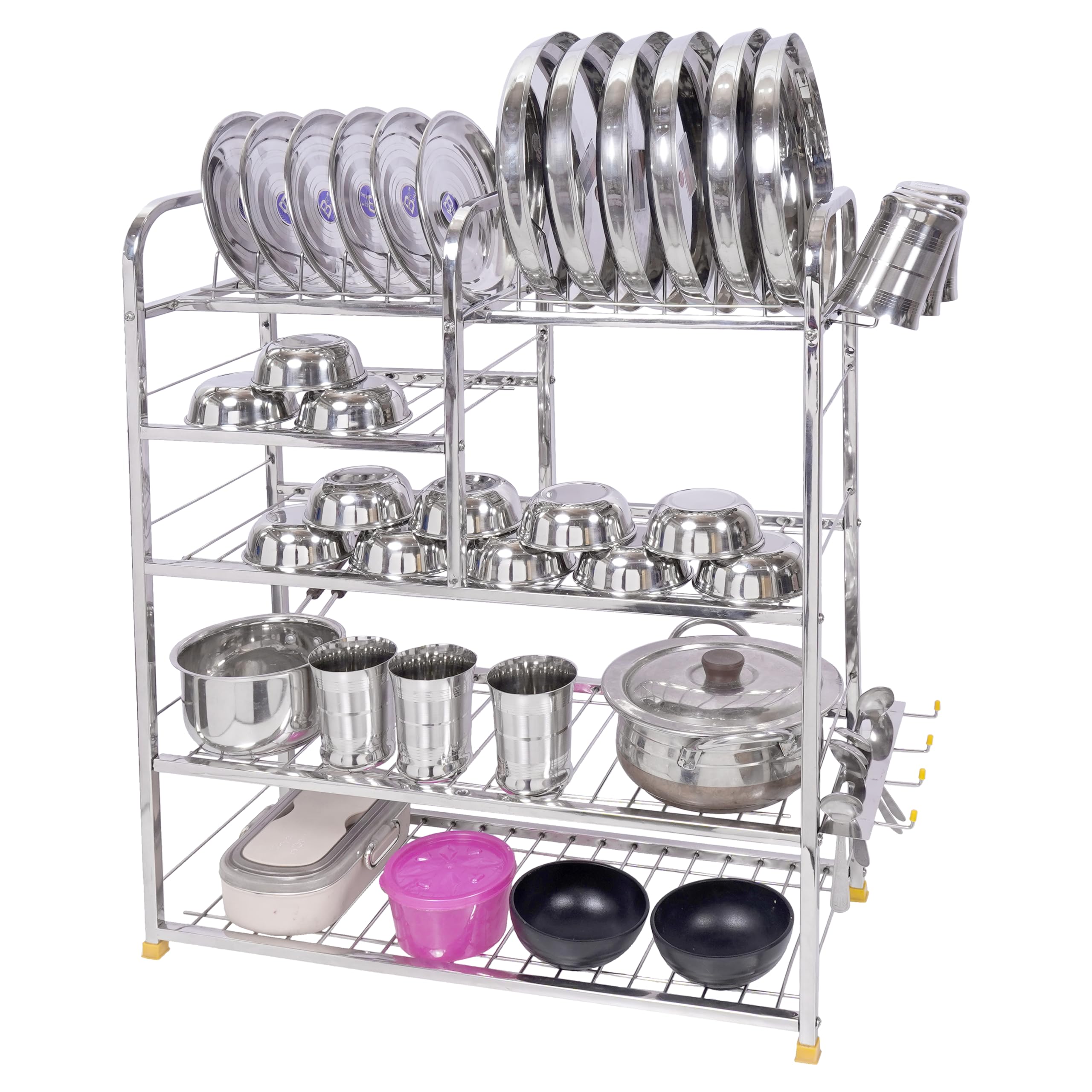 Premium Stainless Steel Wall Mount Kitchen Rack | Dish Drying Rack with Cutlery Holder & Plate Stand | Space-Saving Kitchen Organizer | Modular Kitchen Storage Solution (31