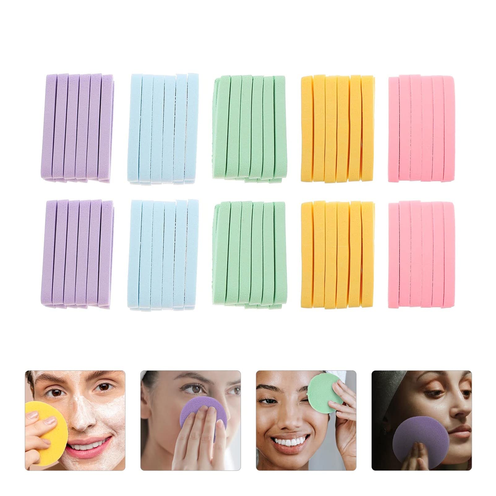Lurrose Compressed Makeup Sponge - 120Pcs Disposable Facial Cleansing Sponge Pads, Soft Round Exfoliating Makeup Remover Sponges for Women | Perfect for Daily Makeup Removal, Face Cleansing & Gentle Exfoliation