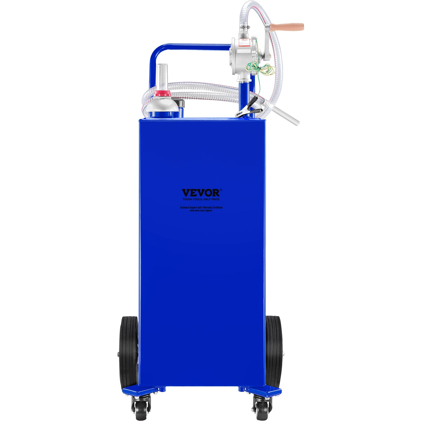VEVOR 30 Gallon Portable Gas Caddy with Manual Pump - 4-Wheel Fuel Storage Tank for Gasoline & Diesel - Heavy Duty Fuel Container for Cars, Trucks, Lawn Mowers, ATVs, Boats & Outdoor Equipment - Ideal for Home, Farm, Construction & Emergency Fuel Storage