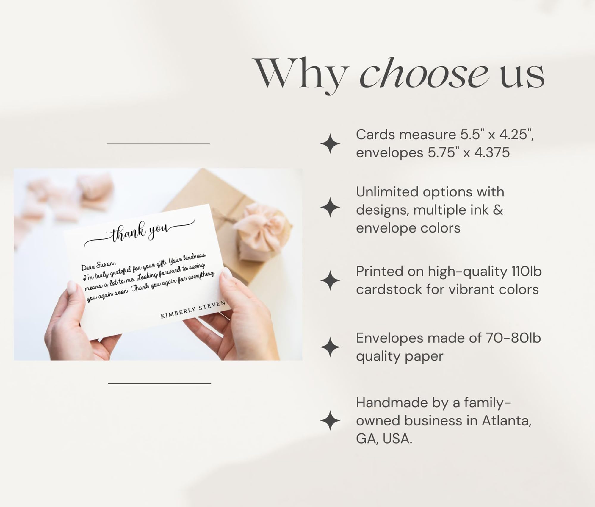 Personalized Couple Thank You Cards - Custom Stationery Gift Set with Envelopes - Perfect for Weddings, Anniversaries & Appreciation Gifts