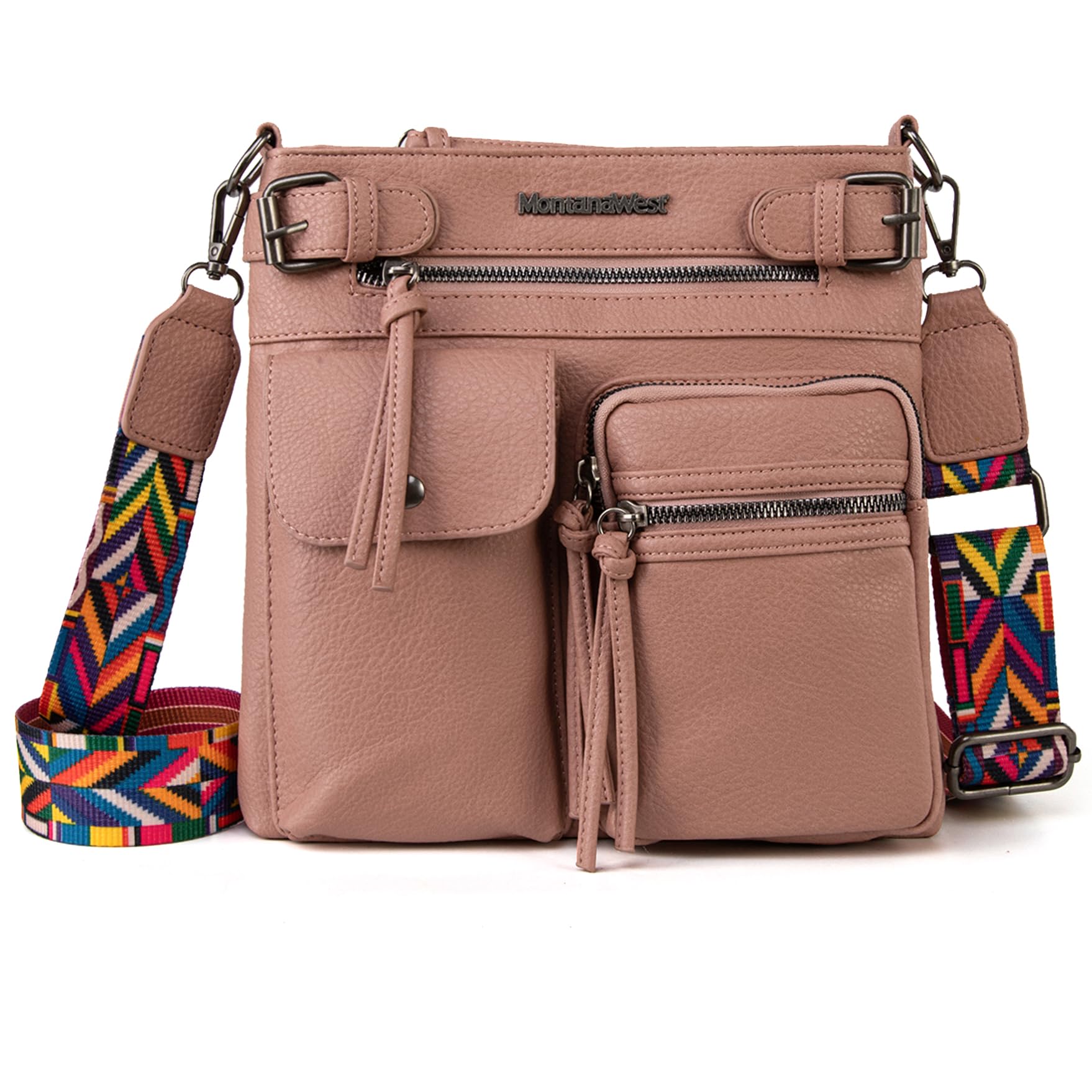 Montana West Women's Crossbody Bag with Multiple Pockets - Medium Soft Washed Leather Shoulder Purse for Travel, Work & Everyday Use