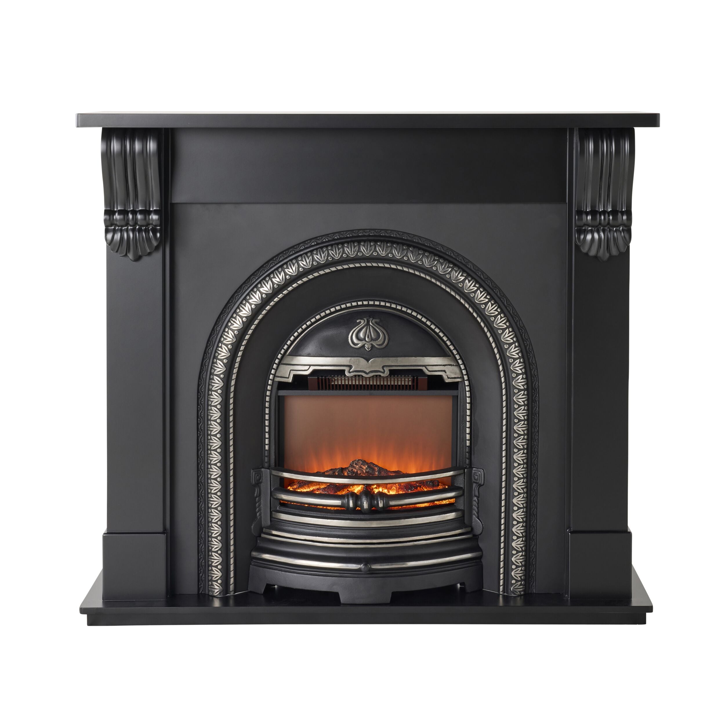 Belford 50-Inch Freestanding Fireplace Mantel in Black - Elegant Wooden Shelf for Living Room, Bedroom, or Office Decor