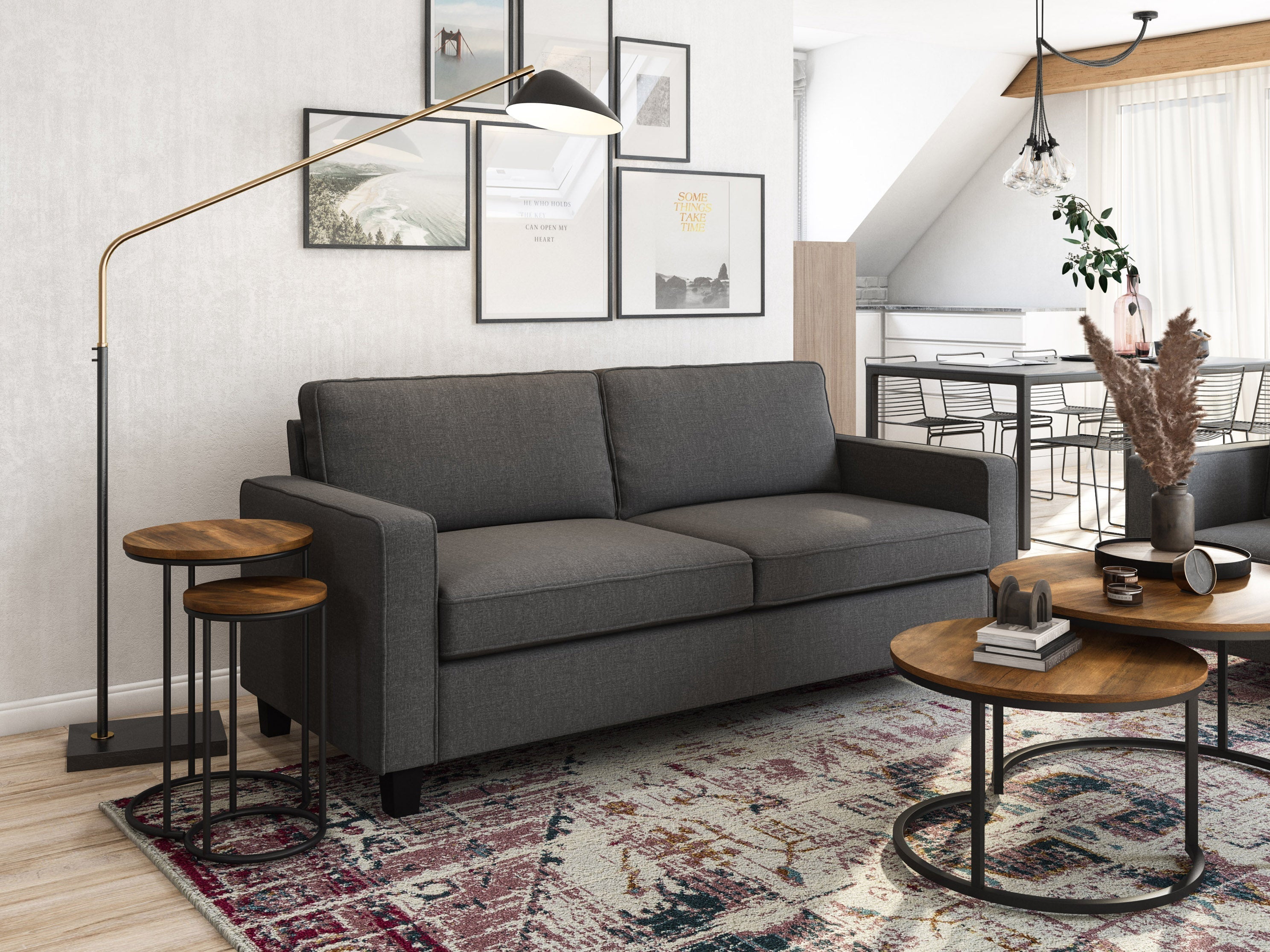 Comfortable Grey 3-Seater Sofa - Modern Fabric Living Room Couch for Small Spaces, Apartments & Cozy Homes | Perfect for Lounging, Entertaining & Relaxing