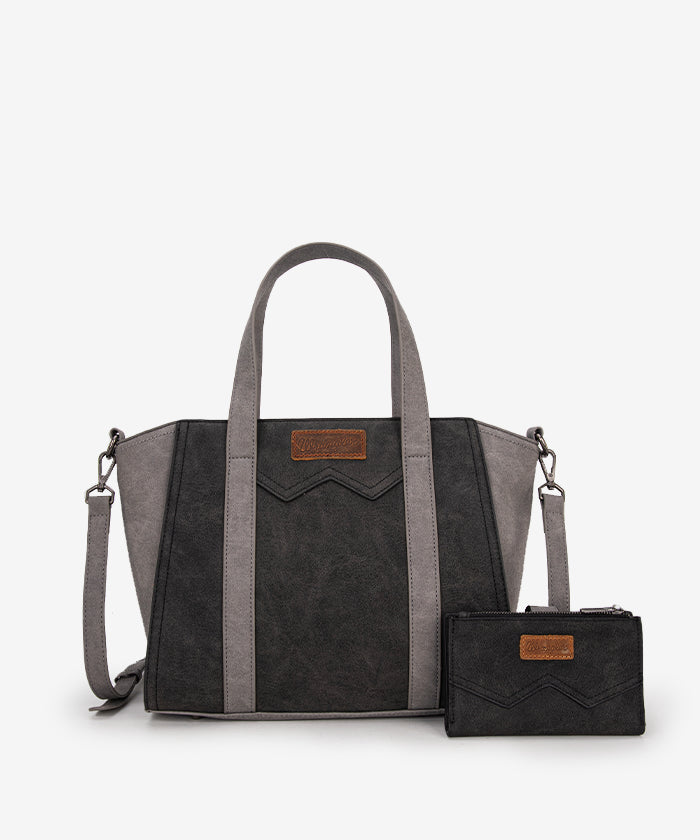 Wrangler Color Block Western Tote Carry Bag Set for Women - Stylish Cowgirl Handbag & Shoulder Bag - Perfect for Rodeo, Travel, and Everyday Use