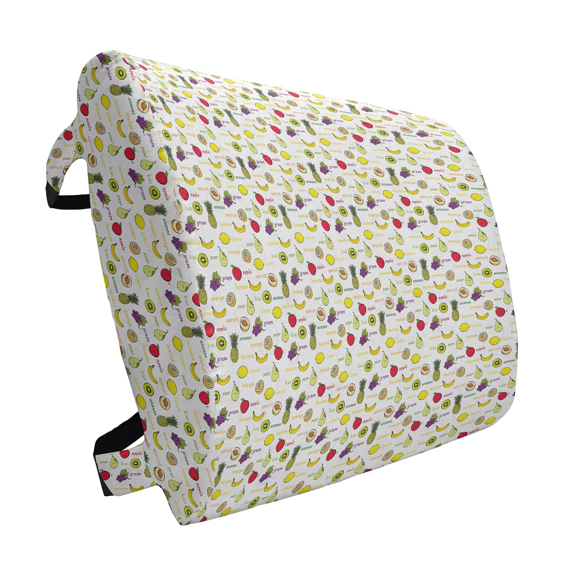 Ambesonne Fruits Lumbar Support Pillow - Kiwi Banana Plums Lemon Print, High Density Foam Cushion for Office Chair & Car Seat (14