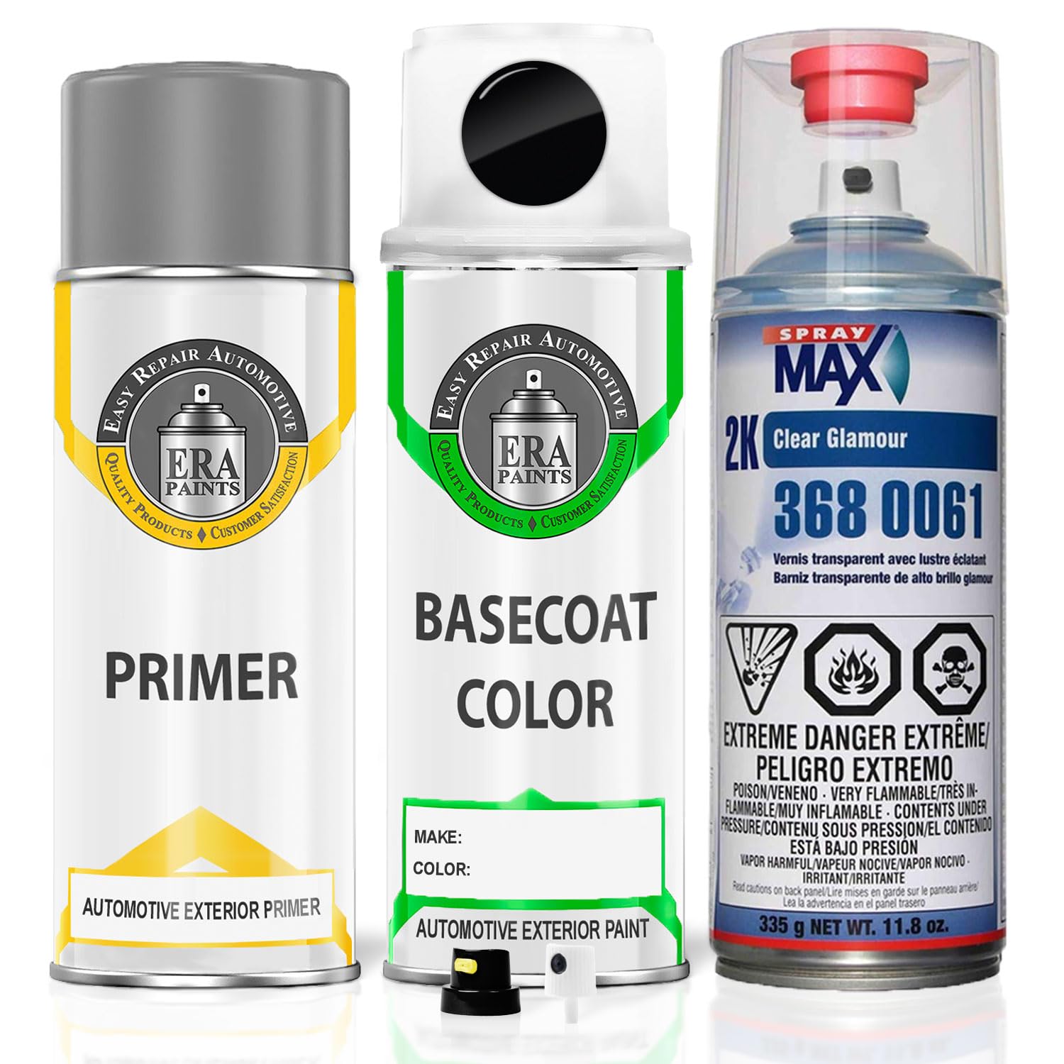ERA Paints 901 - Pure Black Exact Match Automotive Spray Paint for Mercedes | Premium 2K 3680061 Clearcoat Kit | Perfect for Car Touch-Ups, Restorations & Custom Paint Jobs