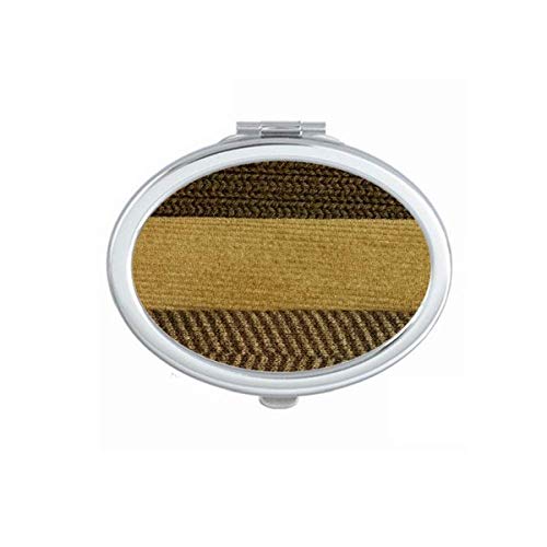 DIYthinker Portable Foldable Double-Sided Makeup Mirror with Brown Abstract Flax Fabric Frame - Perfect for Travel, Vanity & Home Decor