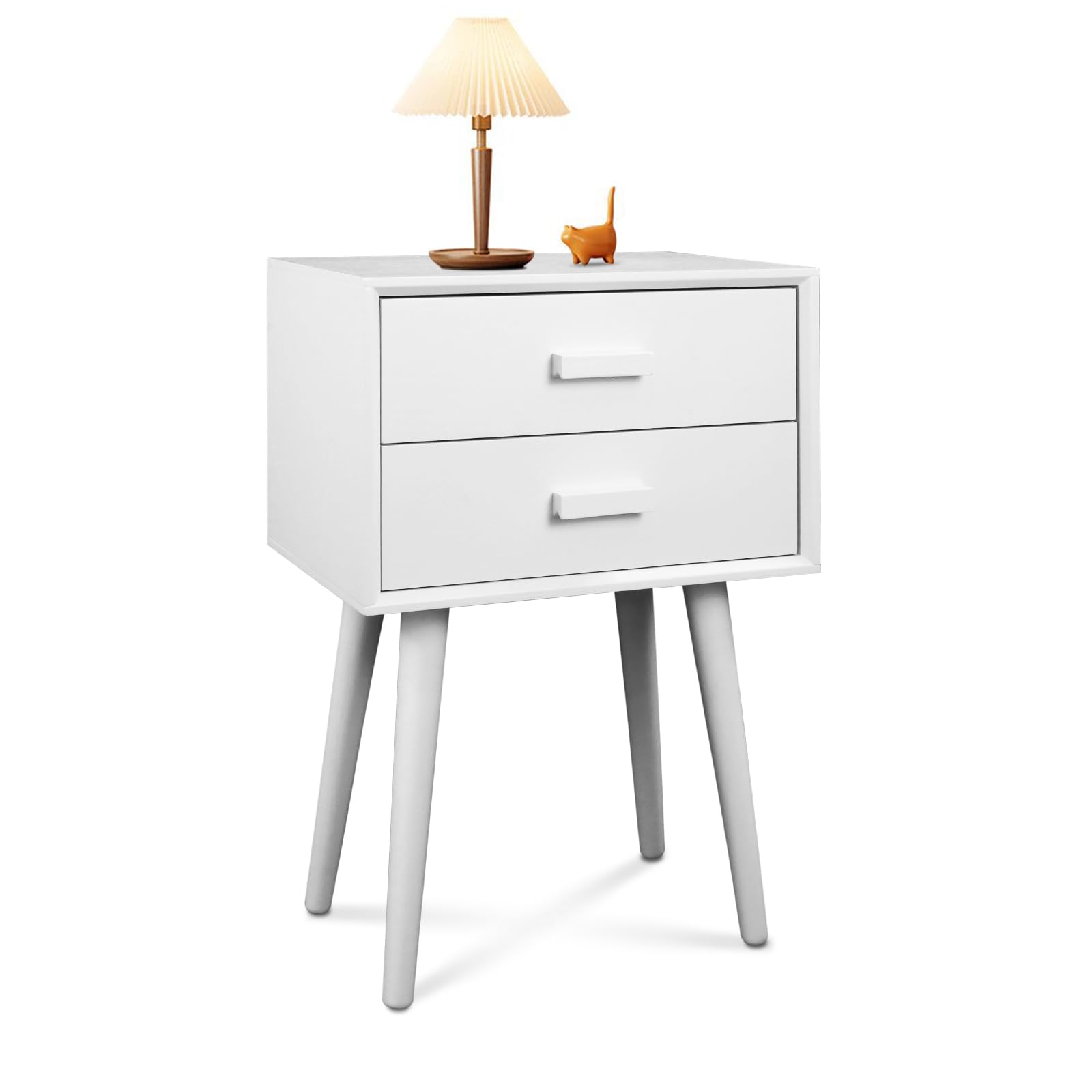 Urbanest Hartford Two Drawer Nightstand - Cream White Bedside Table for Small Spaces, Bedroom Furniture with Storage | Perfect for Apartments, Dorms & Guest Rooms
