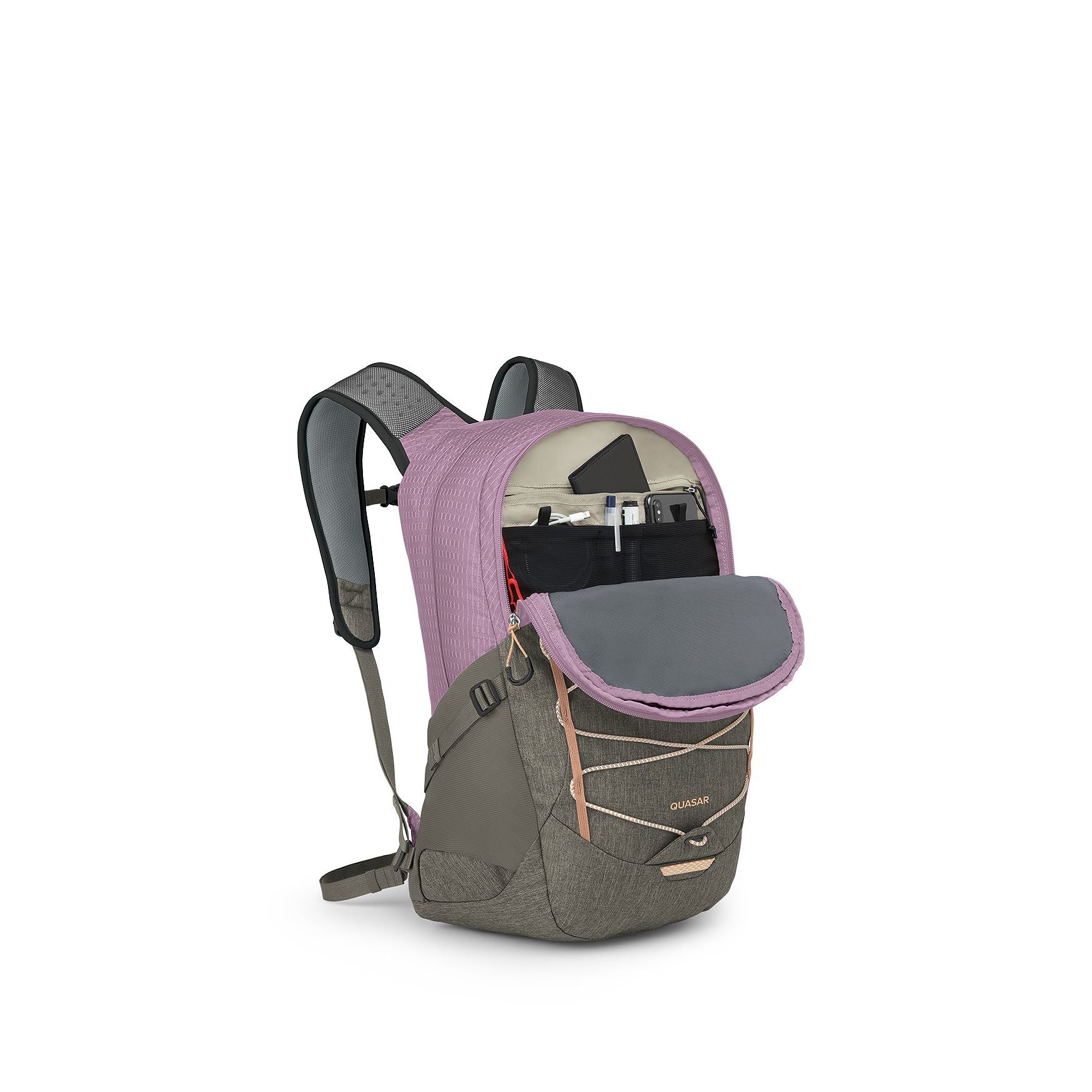 Osprey Quasar 26L Everyday Commute Backpack for Men & Women - Lightweight Laptop Daypack with Padded Sleeve - Perfect for Work, Travel & Hiking - Pashmina/Tan Concrete