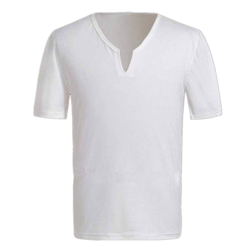 Men's Summer V-Neck T-Shirt - Breathable Cotton Casual Tee for Jacket Layering & Dance Costume | Perfect for Outdoor Activities, Parties & Everyday Wear