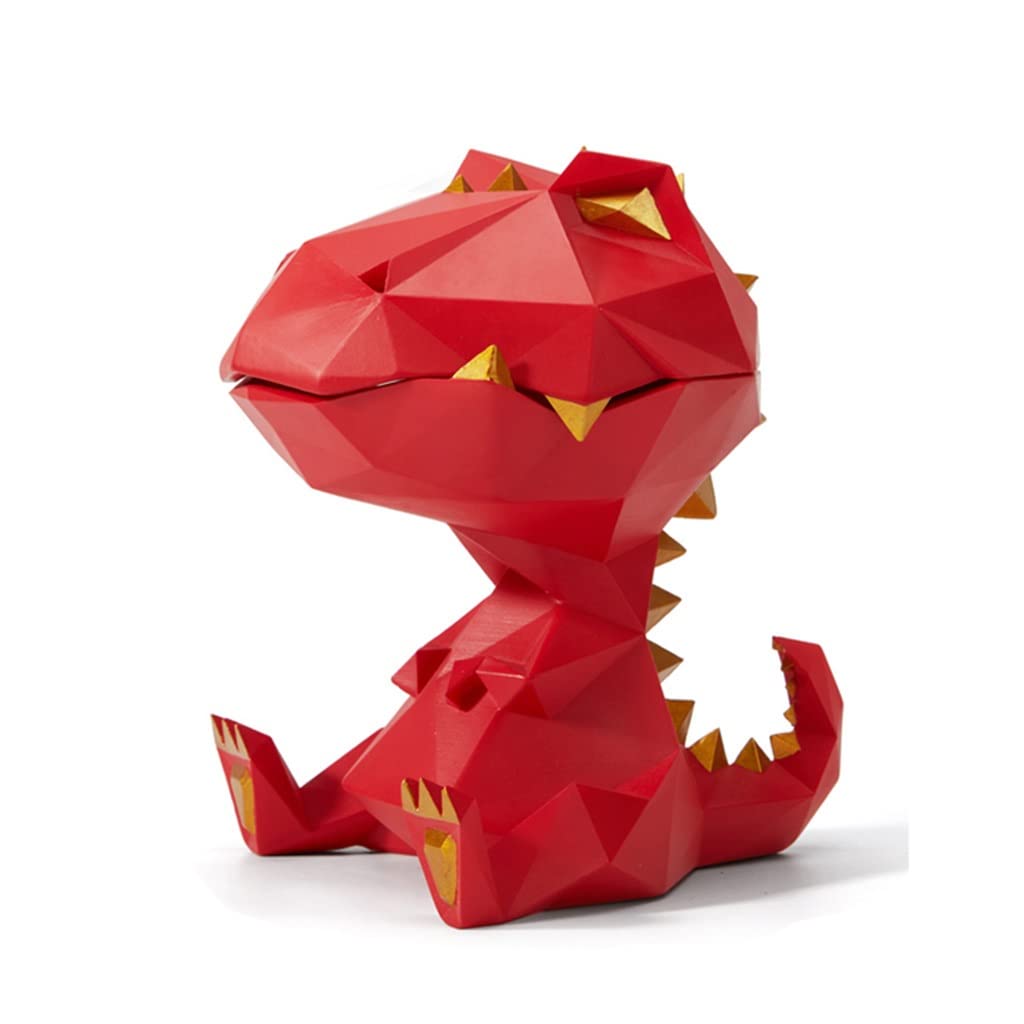 Dinosaur Key Bowl - Decorative Resin Jewelry Tray & Entryway Storage Box for Keys, Coins, Phone, Wallet - Modern Home Décor Animal Statue (Red) - Perfect for Entryway Organizer, Living Room Decor & Gift Idea