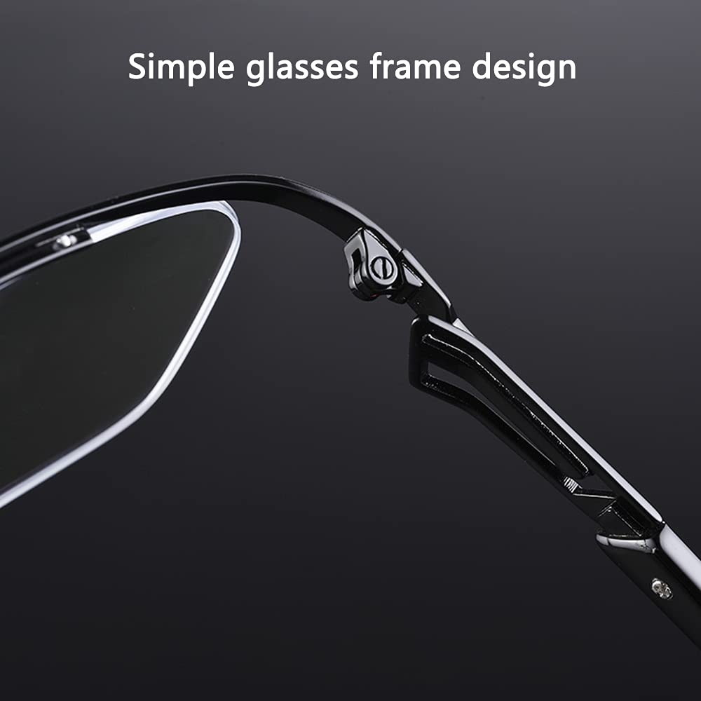 Pure Titanium Anti-Blue Light Multifocal Progressive Reading Glasses for Men - HD Resin Lens Magnifying Glasses (Gray, +1.50) - Perfect for Computer Work, Reading & Daily Use