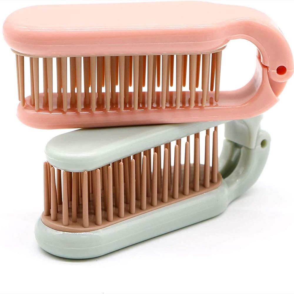 2Pcs Portable Folding Hair Brush & Comb Set - Mini Anti-Static Anti-Knot Massage Brush for Women & Girls - Compact Travel Size Fits in Handbag (Dark) - Perfect for Travel, Gym, Office & On-the-Go Styling