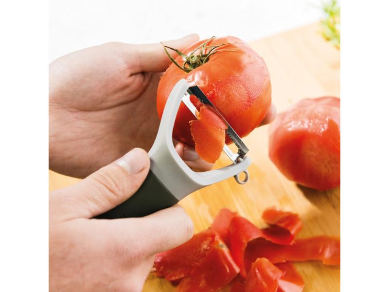 BergHOFF Leo 5 Stainless Steel Serrated Y Peeler - Gray Kitchen Peeling Tool for Fruits & Vegetables | Perfect for Home Cooking & Professional Chefs