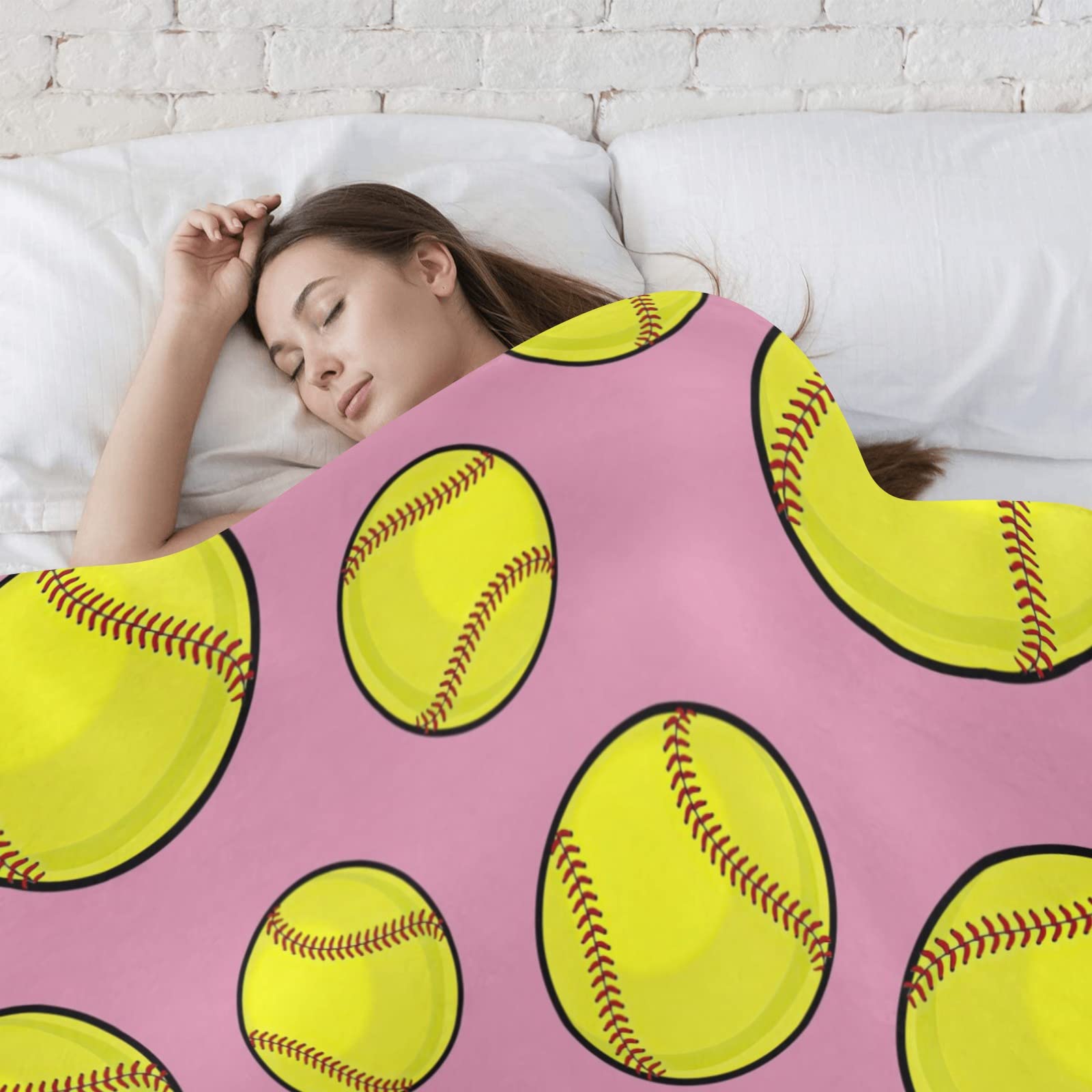 Personalized Softball Pattern Fleece Throw Blanket - Custom Name Blanket for Men & Women, 50x60 Inch - Cozy Gift for Birthday, Wedding & Sports Fans | Perfect for Game Nights, Bedroom Decor & Thoughtful Presents