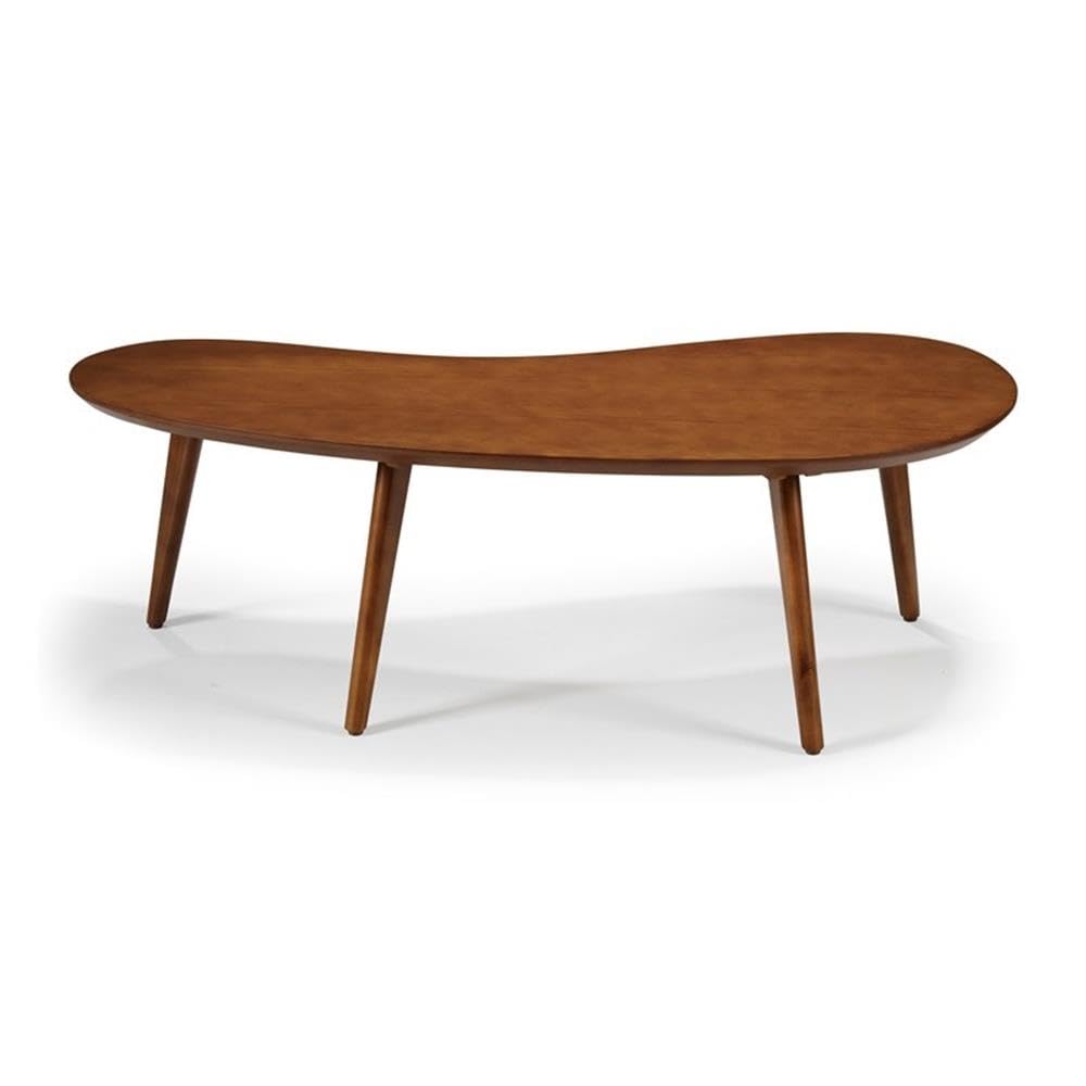 Mid Century Modern Abstract Shaped Coffee Table - Solid Wood with Castanho Finish - Perfect for Living Room, Lounge & Office Decor