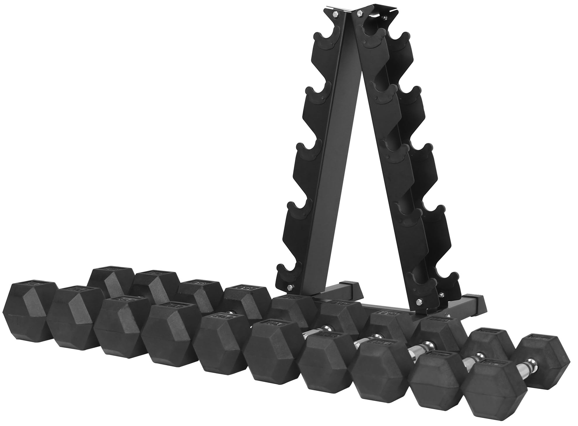 Premium Rubber Coated Hex Dumbbell Set - 5-50lbs Weight Options for Home Gym & Strength Training | Non-Slip Grip, Durable Rubber Coating for Floor Protection | Perfect for CrossFit, HIIT & Home Workouts