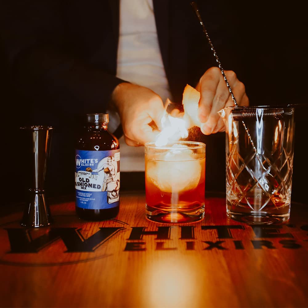 White's Elixirs Natural Cane Sugar Cocktail Mixers - 8oz Bottles (Old Fashioned Flavor, 3 Pack) | Premium Bar Mix for Whiskey Cocktails & Home Bartending