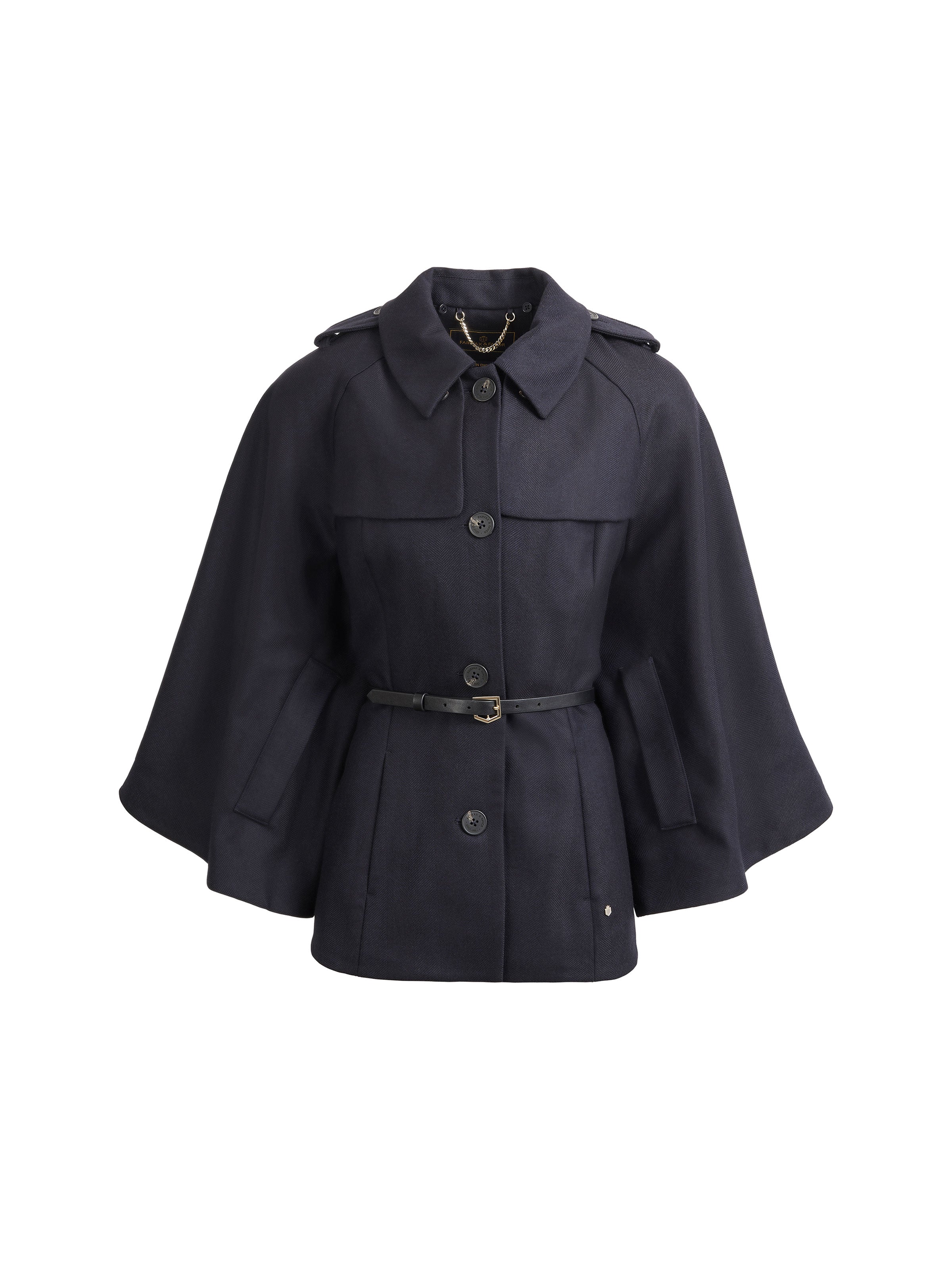 Premium Sienna Wool Cape in Navy Blue - Cozy Winter Outerwear for Women, Perfect for Outdoor Adventures & Evening Events