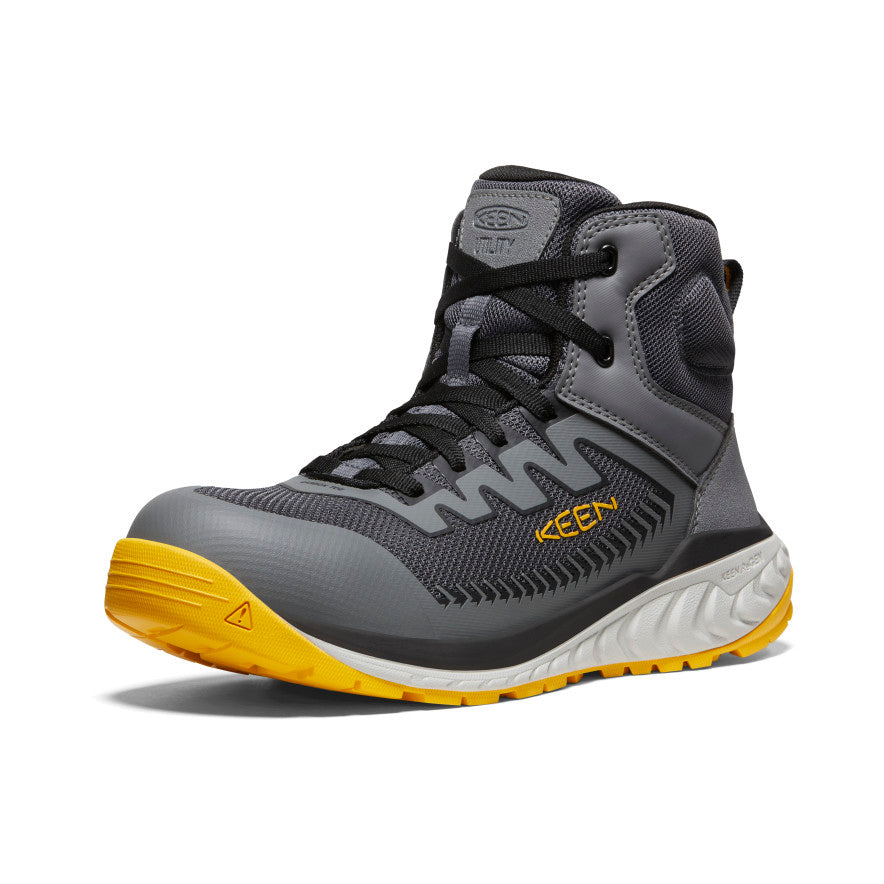 Men's Arvada Mid Work Sneaker with Carbon Toe - Black/Keen Yellow | Durable Safety Shoes for Construction & Outdoor Work