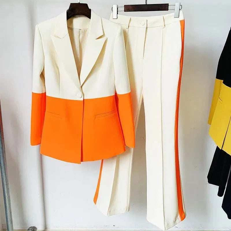 Stylish Contrast Patchwork Pantsuit for Women - Trendy Two-Tone Jumpsuit with Unique Design - Perfect for Casual Outings, Parties, and Fashion Events