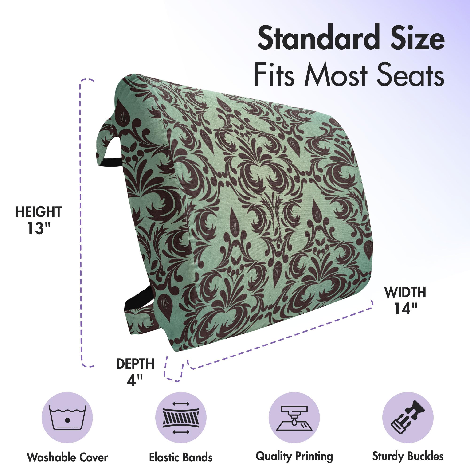 Ambesonne Lumbar Support Pillow - High Density Foam Back Cushion for Office Chair & Car Seat, 14