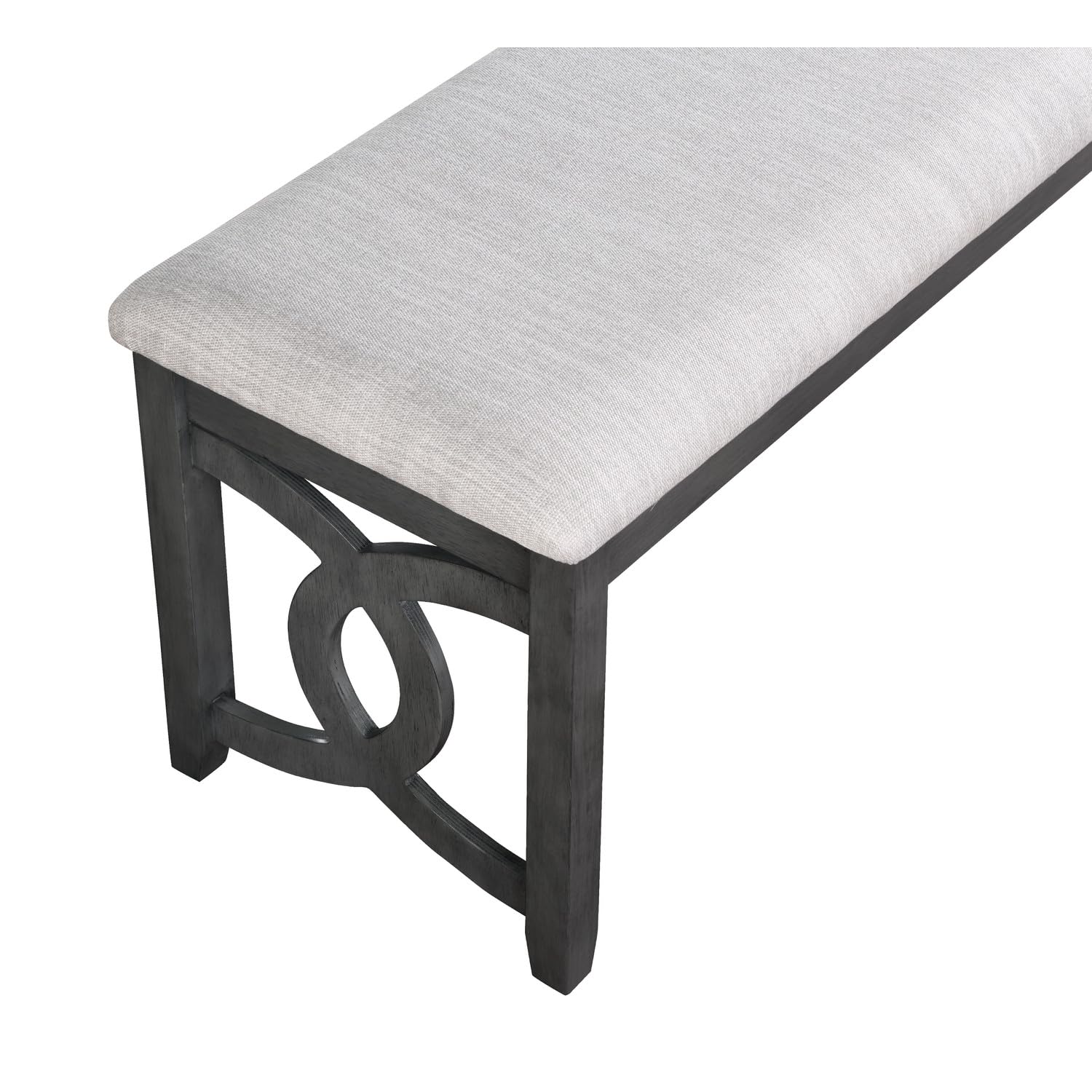 New Classic Furniture Gia Upholstered Dining Bench with Smoky Gray Finish - Perfect for Kitchen, Dining Room, and Breakfast Nook Seating