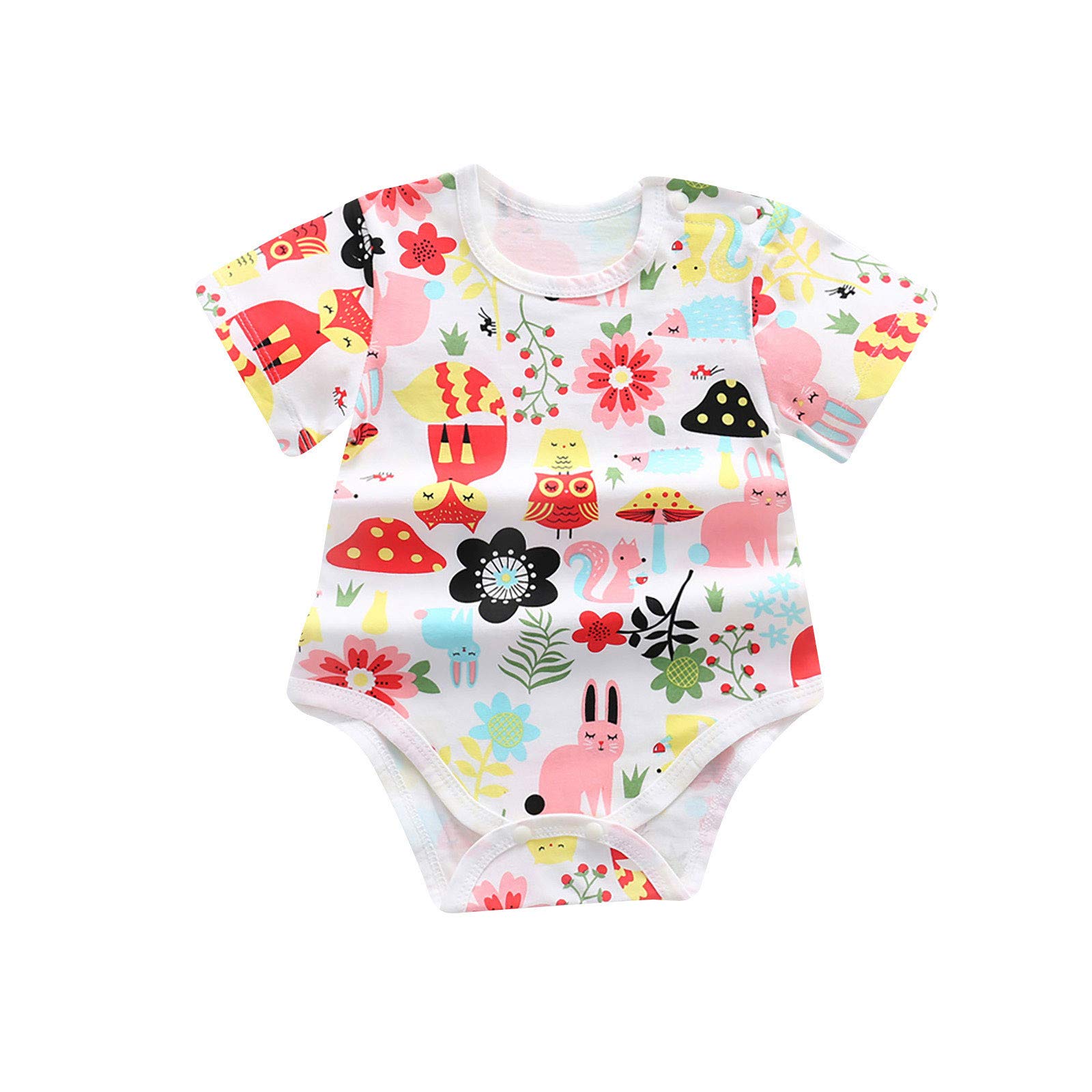 Baby Cartoon Print Short-Sleeve Romper Jumpsuit - Soft Cotton Summer Onesie for Toddlers | Playtime, Daycare & Outdoor Activities