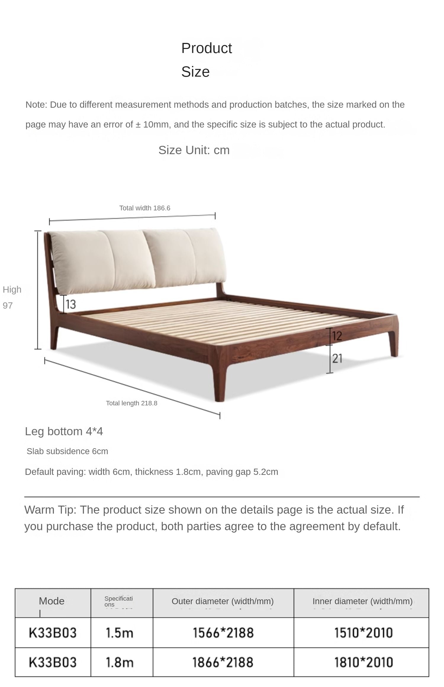 Premium Black Walnut Solid Wood Bed Frame - Queen Size Platform Bed with Soft Upholstered Headboard | Modern Bedroom Furniture for Master & Guest Rooms