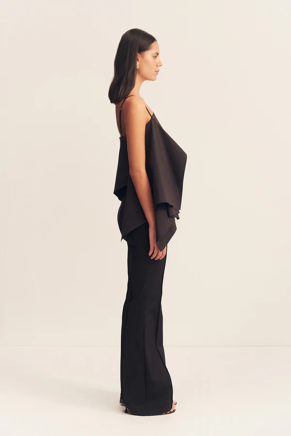 Campbell Sculptural Cami Top - Women's Black Stretchy Sleeveless Shirt for Casual Wear & Layering