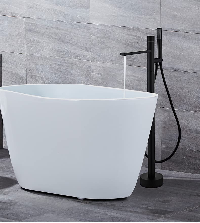 Premium Black Floor Mount Bathtub Faucet with Handheld Shower Mixer - Modern Tub Filler for Bathroom & Shower - Perfect for Spa-Like Relaxation and Luxury Bathing Experience