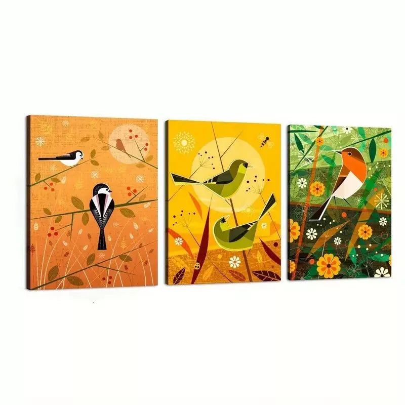 3-Piece Artistic Bird Wall Art Set - Framed Canvas Prints 50x70cm - High Quality Australian Made Wall Decor - Perfect for Living Room, Bedroom & Office Decoration