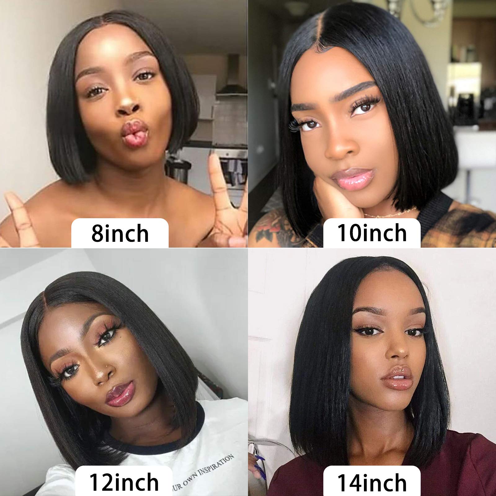Short Bob Wigs for Black Women - 12inch Straight Human Hair Wigs with 4x4 Lace Closure | Natural Look for Everyday Wear, Parties & Special Occasions