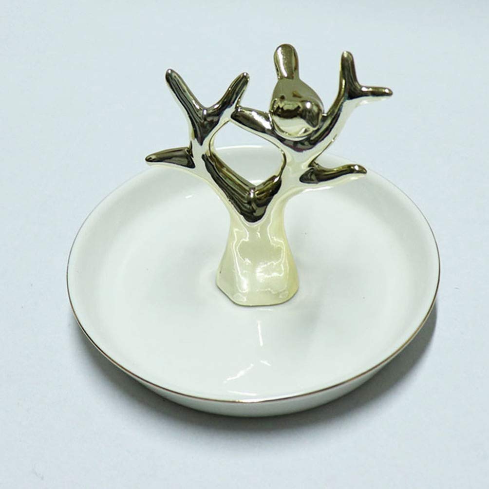 1pc Ceramic Jewelry Tray & Dish Holder - Elegant Storage for Necklaces, Earrings, Rings | Perfect for Vanity Organizer, Gift, Bathroom & Bedroom Decor