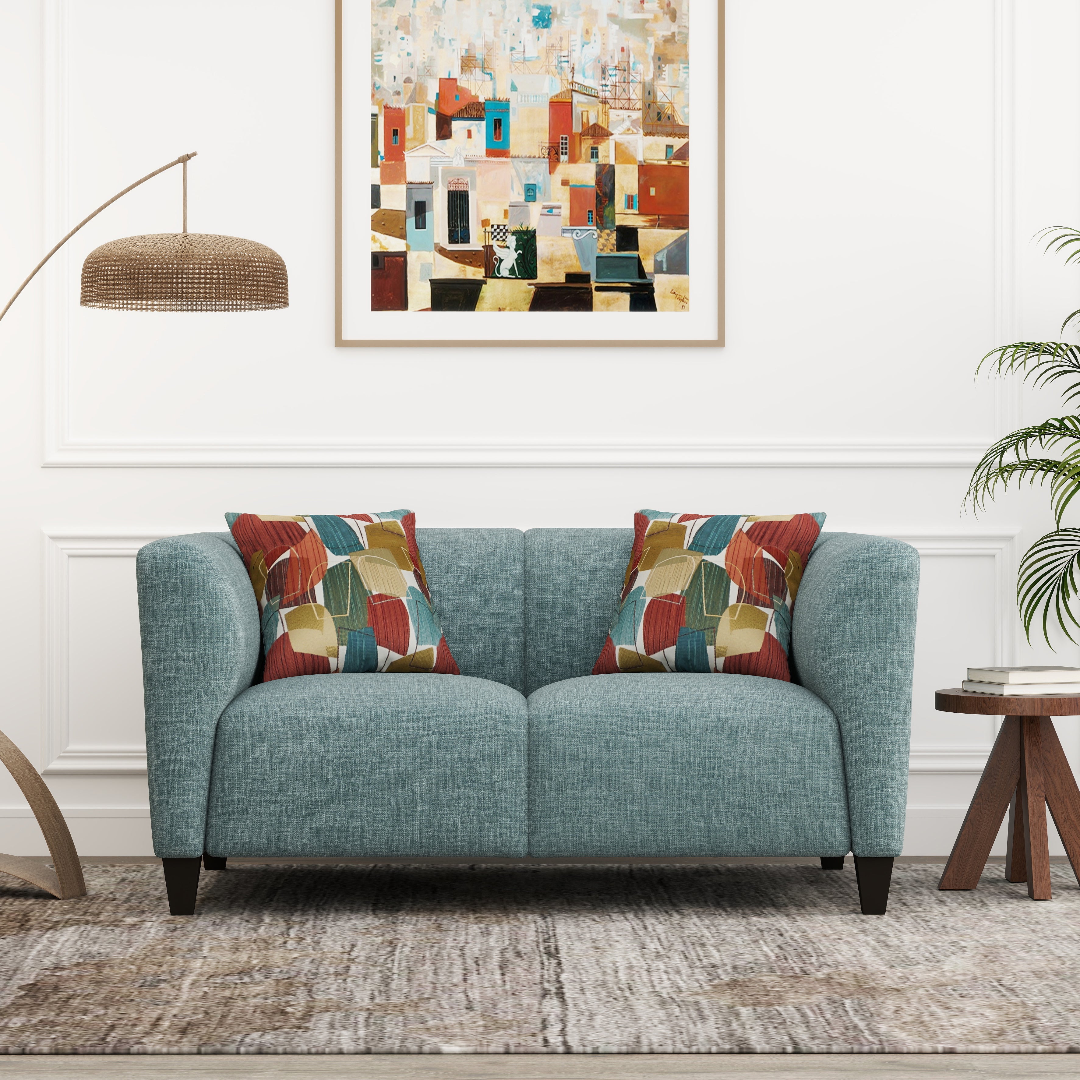 Roundhill Furniture Della Upholstered Sofa and Loveseat Set - Modern Living Room Furniture for Small Spaces | Perfect for Apartments, Condos & Cozy Homes