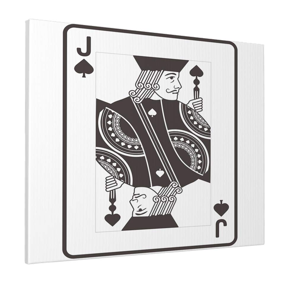 Swono Poker Card Canvas Wall Art - Black Jack of Spades Giclee Print Painting (12x16 Inch) for Home & Office Decor | Perfect for Game Rooms, Man Caves, and Poker Themed Spaces