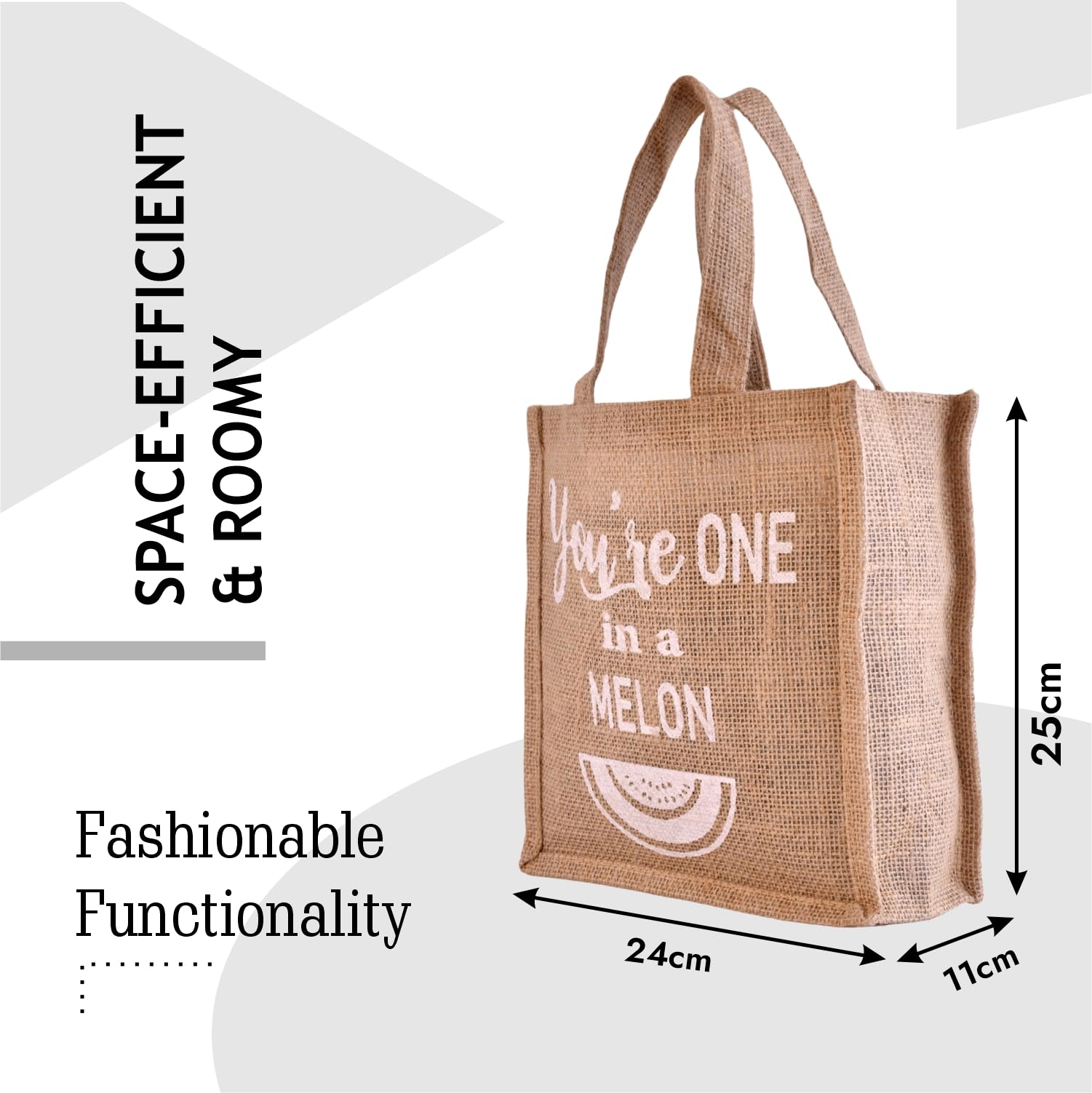 Kuber Industries Reusable Jute Lunch Bag with Handle - Eco-Friendly Office Lunch Tote for Women & Men - Small Size, Pack of 2 (Beige & Brown) - Perfect for Work, School & Picnics
