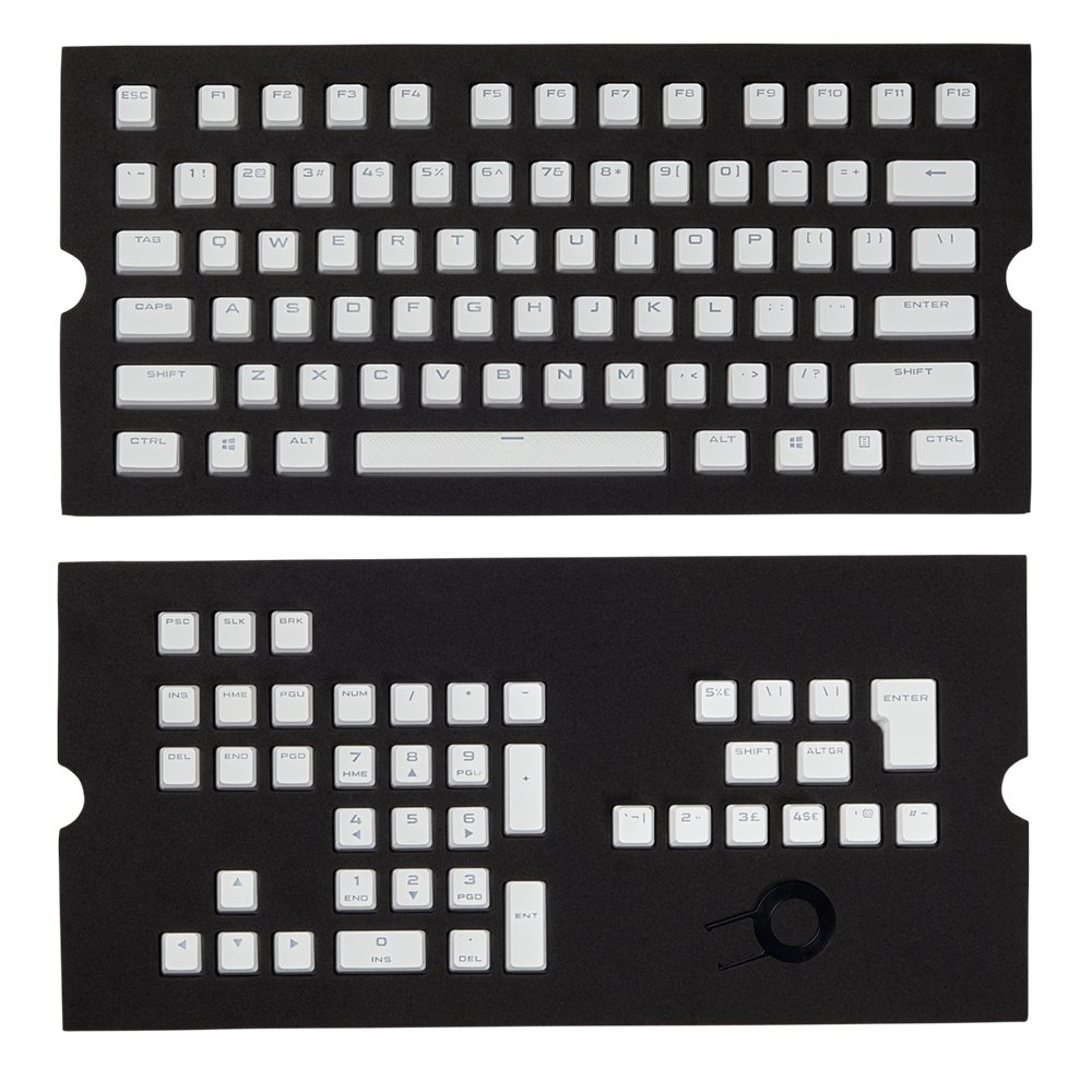 Premium Corsair PBT Double Shot Keycaps - Durable White Backlit Mechanical Keyboard Keycaps for Gaming & Typing - Perfect for PC, Mac, and Office Setup