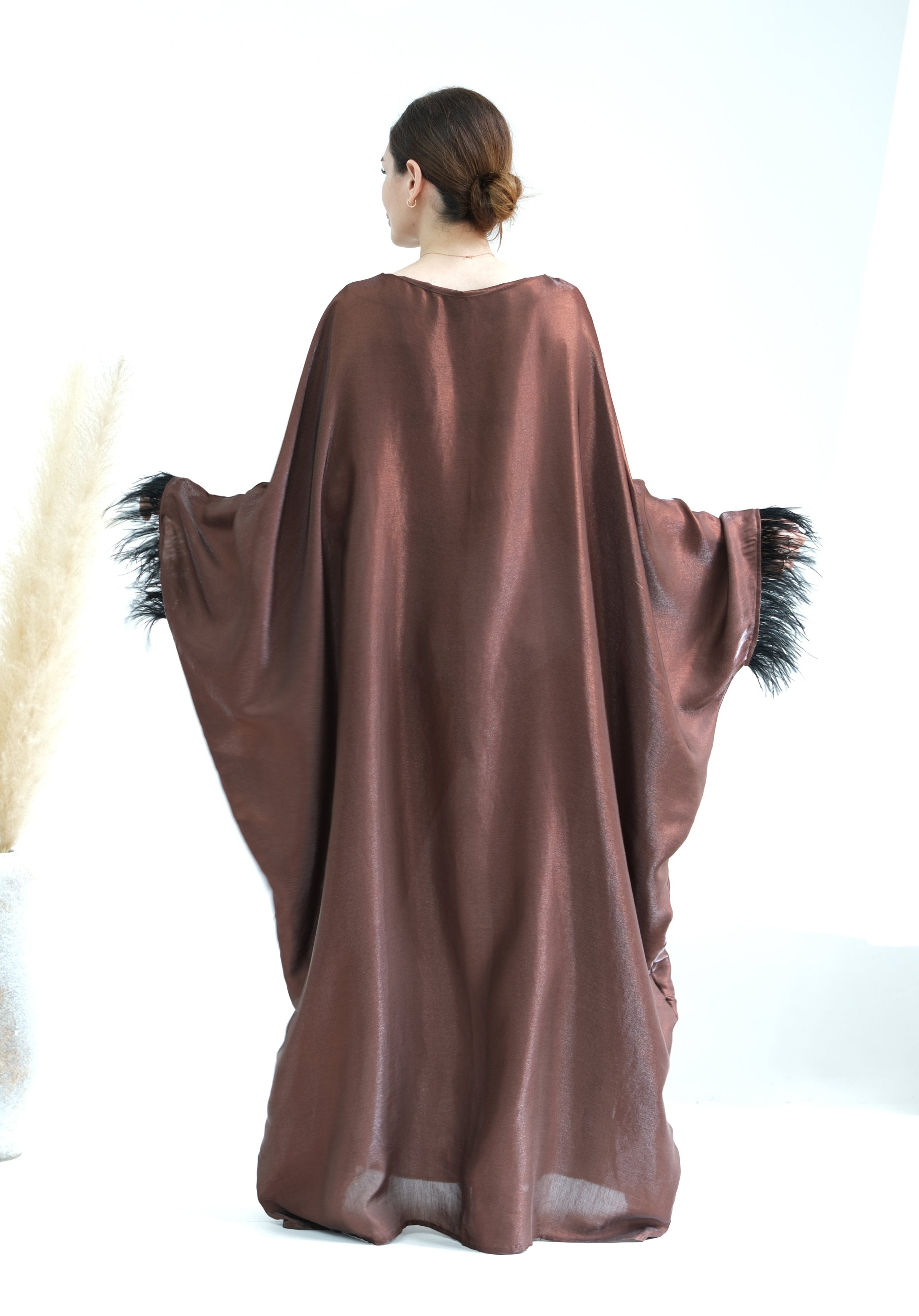 Elegant Marianne Butterfly Abaya Dress - Coffee Color | Modest Islamic Fashion for Women | Perfect for Prayer, Eid, and Special Occasions