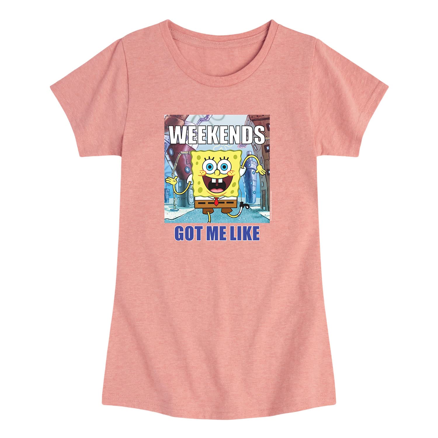 HYBRID APPAREL Spongebob Squarepants Meme Graphic T-Shirt for Toddler & Youth Girls | Short Sleeve Cotton Tee | Size Large | Fun Cartoon Outfit for Playdates & Birthday Parties