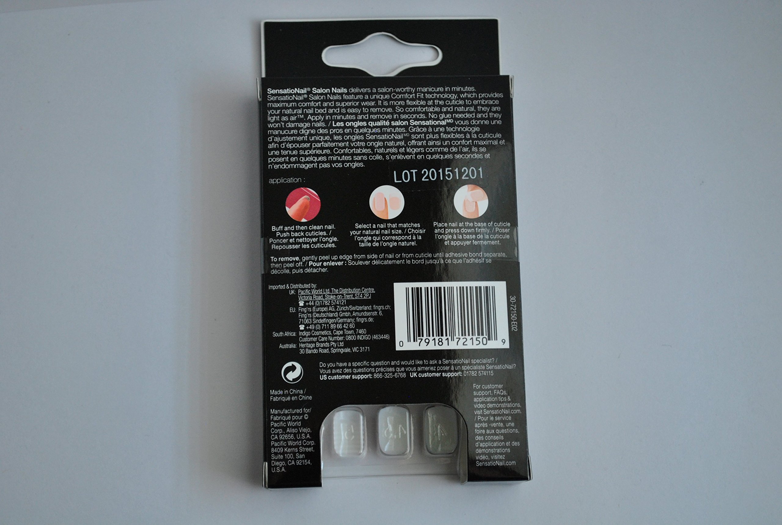 Sensationail Salon Nails Set - 28 Pre-Glued Artificial Nails in 14 Sizes, Short Square Press On Nails for Manicure | Perfect for Parties, Weddings & Everyday Wear